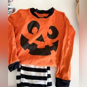 Orange Pumpkin Face Kids Pajama Set